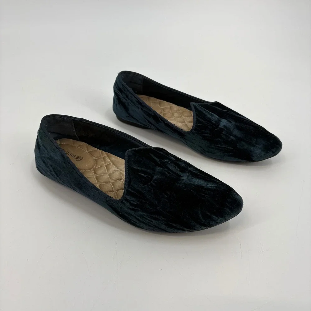 Women's Birdies The Heron‎ Crushed Blue Velvet Flats Size 7 - Picture 5 of 10